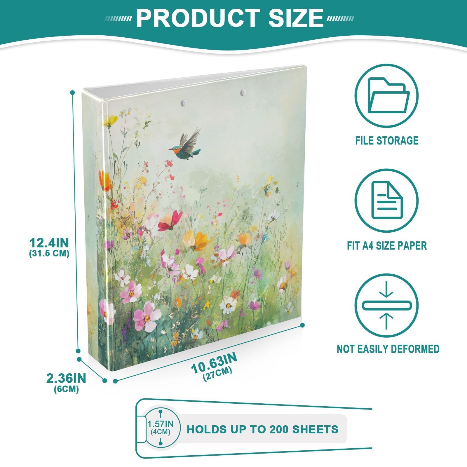 Classeur à 3 Anneaux 3,8 Cm Décoratif - Avec Pochette PVC, Clip Métallique, Design Loup Espace, Pour école, Bureau Ou Organisation Maison