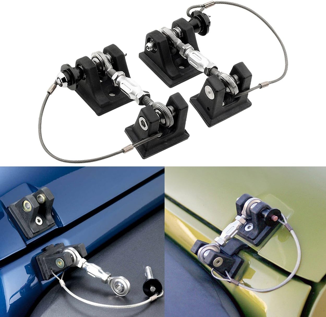 AMERICAN MODIFIED Hood Catch Set, Black Stainless Steel Hood Latch Lock Without Key Retro Compatible with 2007-2018 Jeep Wrangler JK JKU & Unlimited Rubicon Sahara Sports - Pair