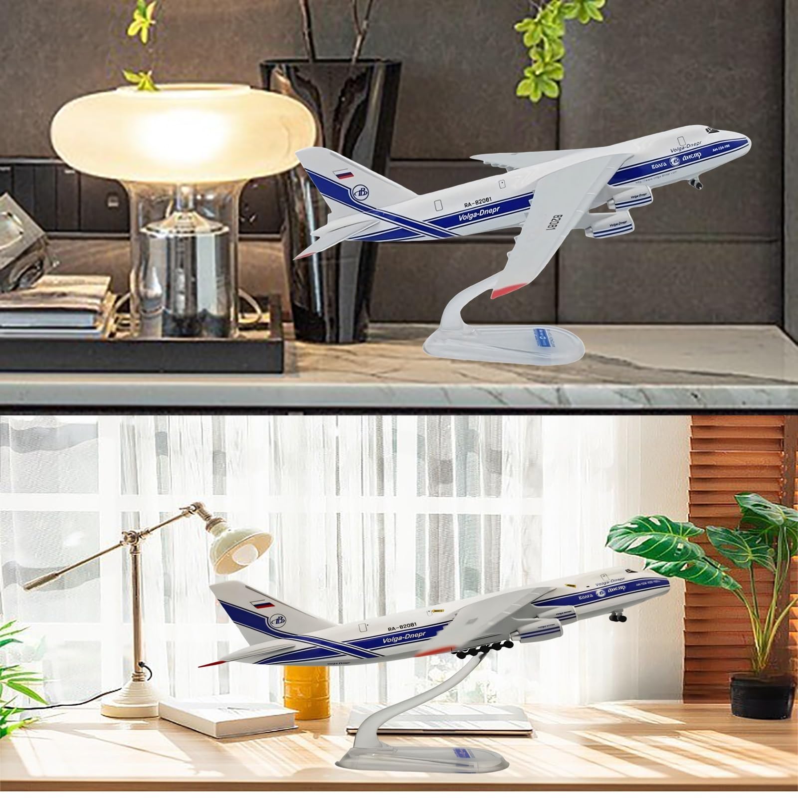 Modello aereo trasporto russo An-124 in scala 1:400 Aereo statico lega pressofusa ad alta precisione con espositore, perfetto for gli appassionati di aviazione Collezionisti di modelli