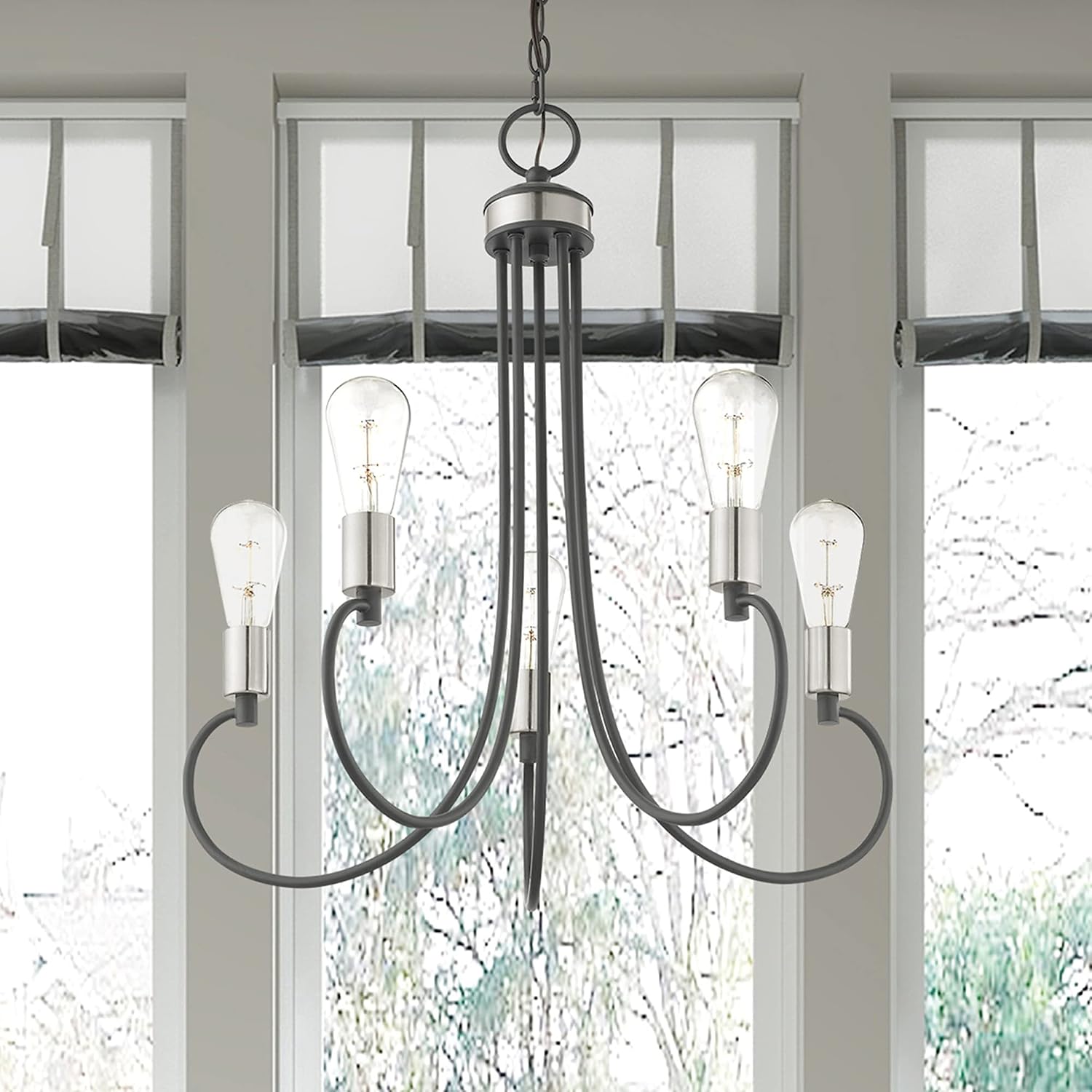Livex Lighting 42925-04 5 Light Black Chandelier
