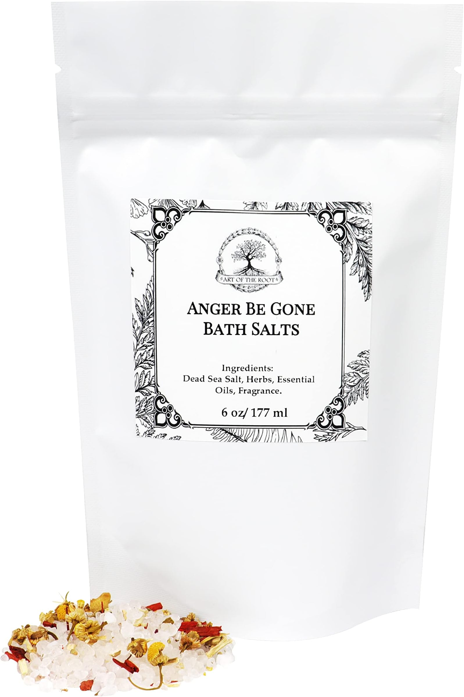 Anger Be Gone Herbal Bath Salts by Art of the Root | Soaking Aid, Handmade with Herbs & Essential Oils | Spirituality, Wiccan Pagan & Magick | Conflict, Tension & Resolution