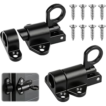 Pack of 2 Automatic Door Latches Spring Latch Lock Lock Garden Gate Latch Push Bolt with Screws Sliding Lock for Doors Gates Cabinets Garden Shed & Garage