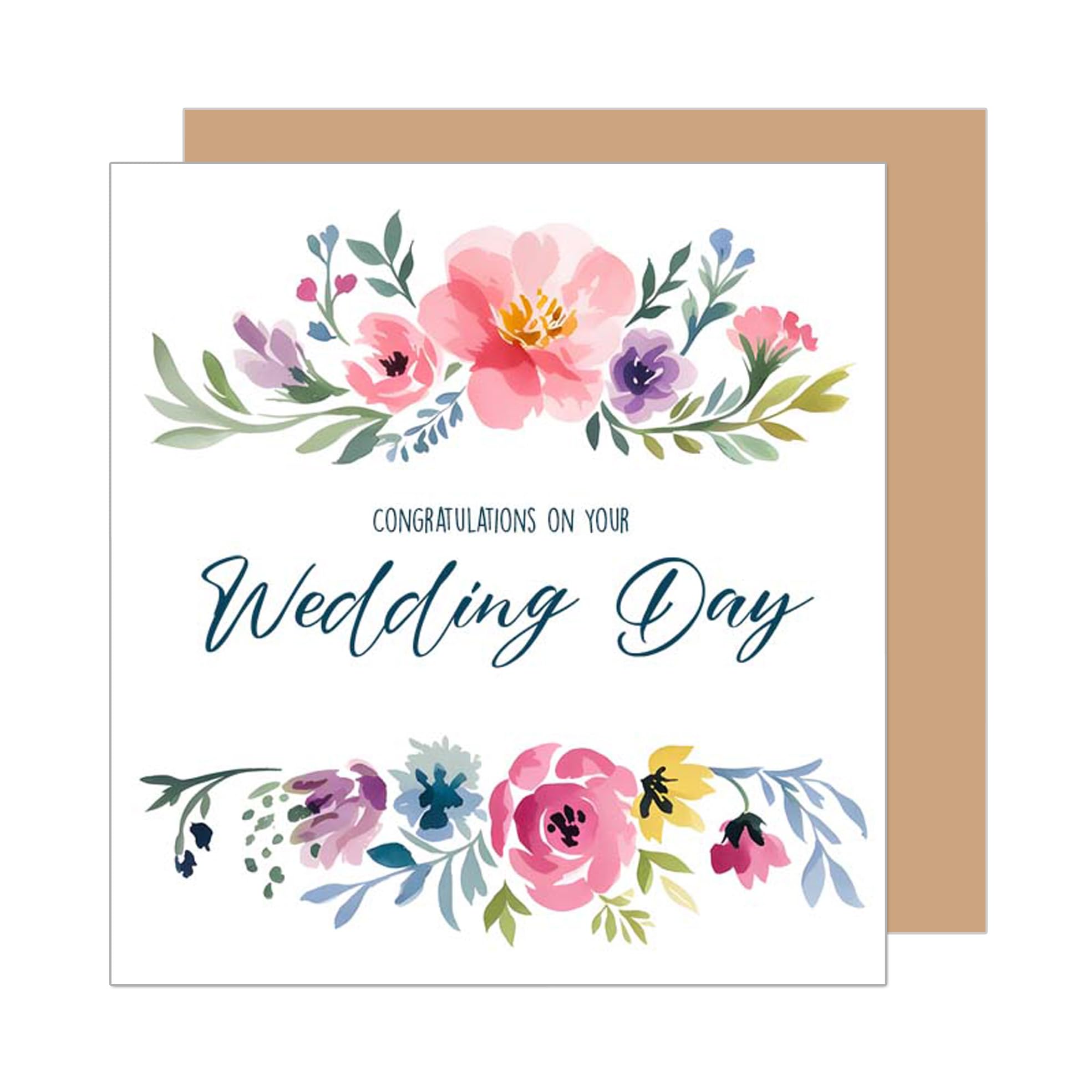 Edition Seidel Premium Square Wedding Greeting Card with Envelope Wedding Card Greeting Card Marriage Just Married Flowers (HQ131 SW025)