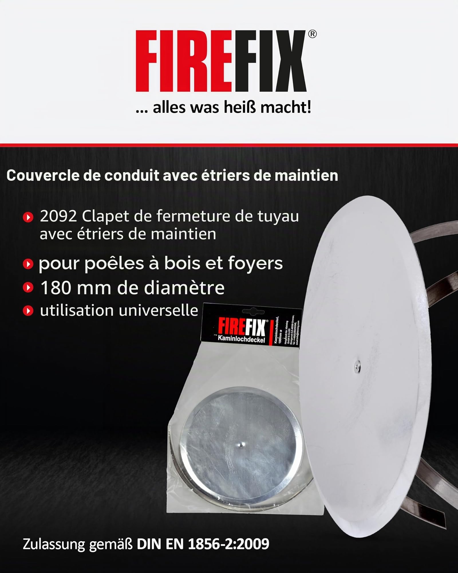 Couvercle pour trou de cheminée Ø 180 mm