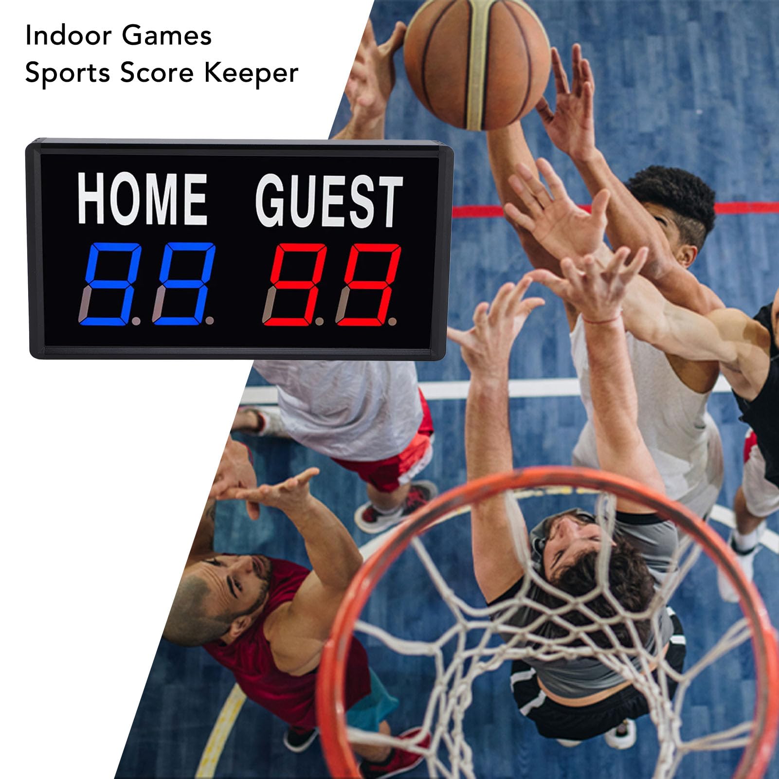 Marcador Electrónico LED Digital para Baloncesto, Tenis de Mesa y Bádminton con Control Remoto, Sonido de Zumbador, 8.7x4.5x1.4 Pulgadas, Aleación de Aluminio, Múltiples Ni