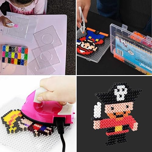 Miniatura 6 de 12 mini tableros de clavijas de cuentas Perler, tableros cuadrados de plástico de 0.102 in, tableros de clavijas transparentes grandes para mini