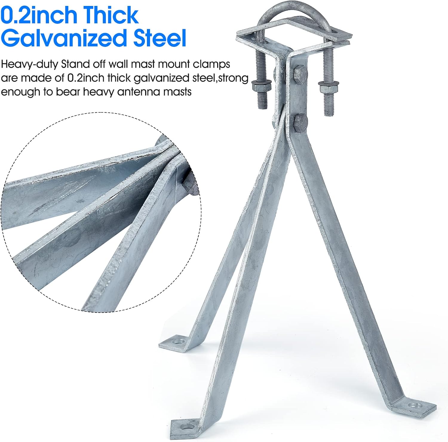 Heavy-Duty Antenna Wall Mount,Windproof Stand Off Wall Mast Mounting Clamps,1 Pair with Expansion Bolts(1 Pair Mount (3-Leg + 2-Leg), 14 Inch) - Image 5