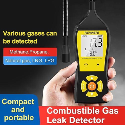 Miniatura 3 de Detector de fugas de gas para gas natural, GNL, GLP, pantalla de lectura de concentración en tiempo real, rastreador de fugas de gas combustible