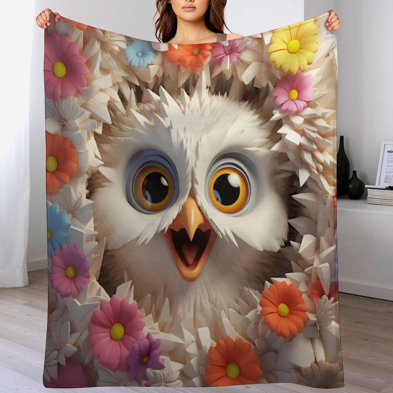 Couverture en flanelle douce hibou contre le froid du canapé-lit