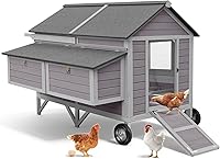 Vista 9 de Gallinero grande expandible para pollos para exterior con dos cajas de anidamiento, bandeja extraíble a prueba de fugas y panel de techo resistente