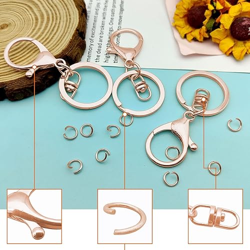 Miniatura 4 de 30 llaveros con cierre de langosta para la fabricación de joyas, broches giratorios de gatillo con cierres giratorios, clips de gancho, anillo de