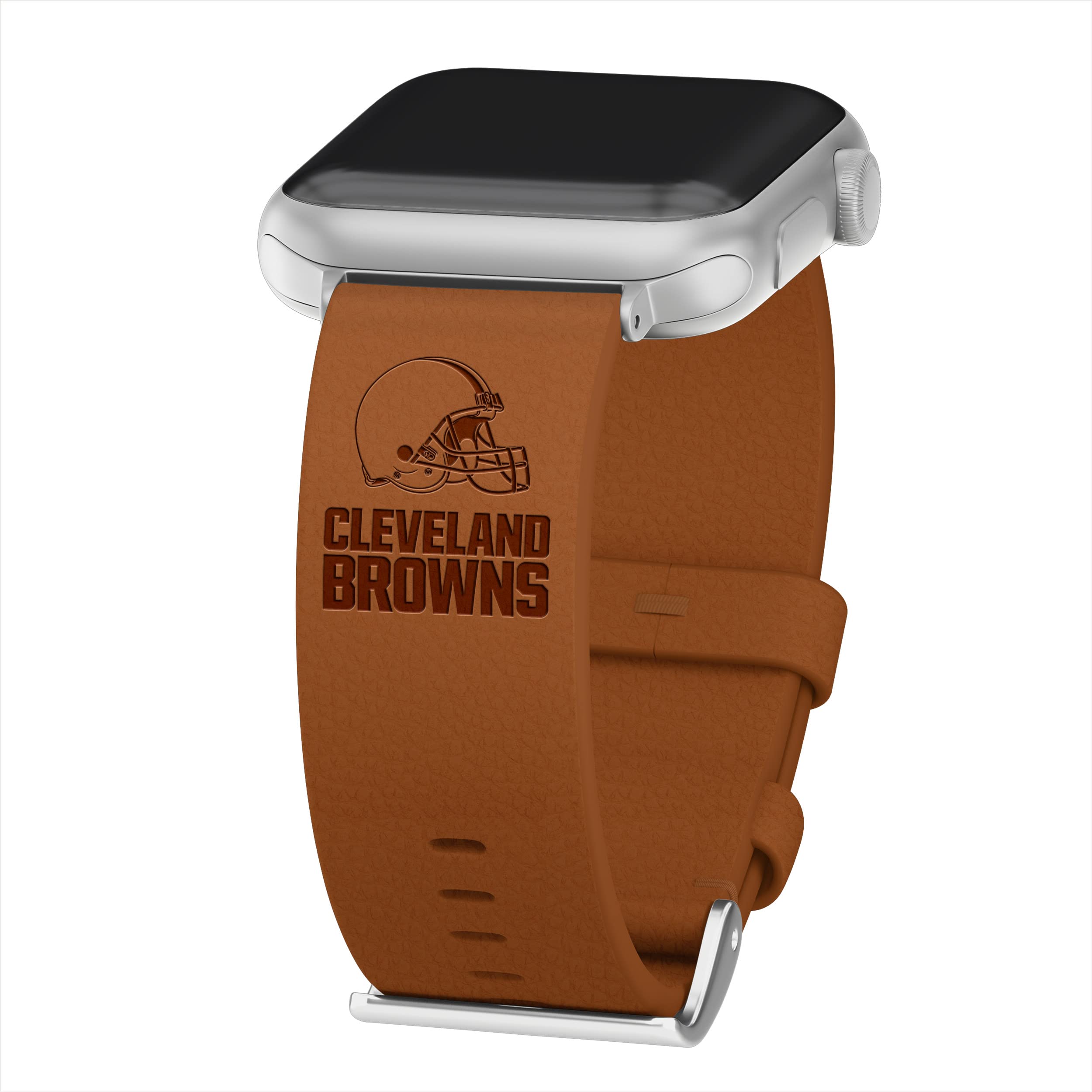 Game Time Cleveland Browns Leather Watch Band Compatible with Apple Watch (38/40/41mm Cocoa Tan Short)