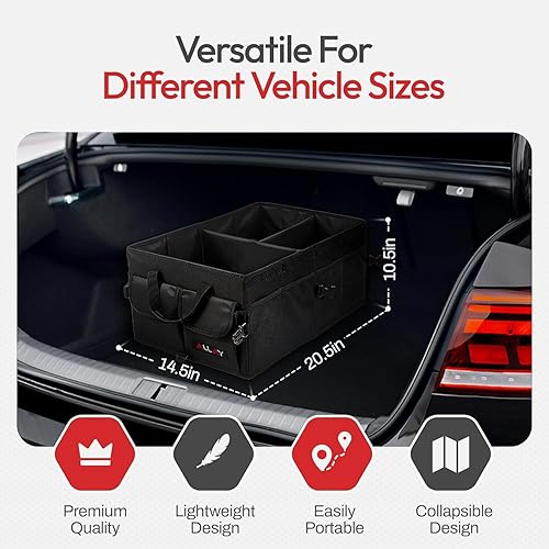 Miniatura 3 de ALLAY Organizador de maletero para automóvil con tapa, organizador plegable para maletero de SUV, caja de automóvil y almacenamiento con múltiples