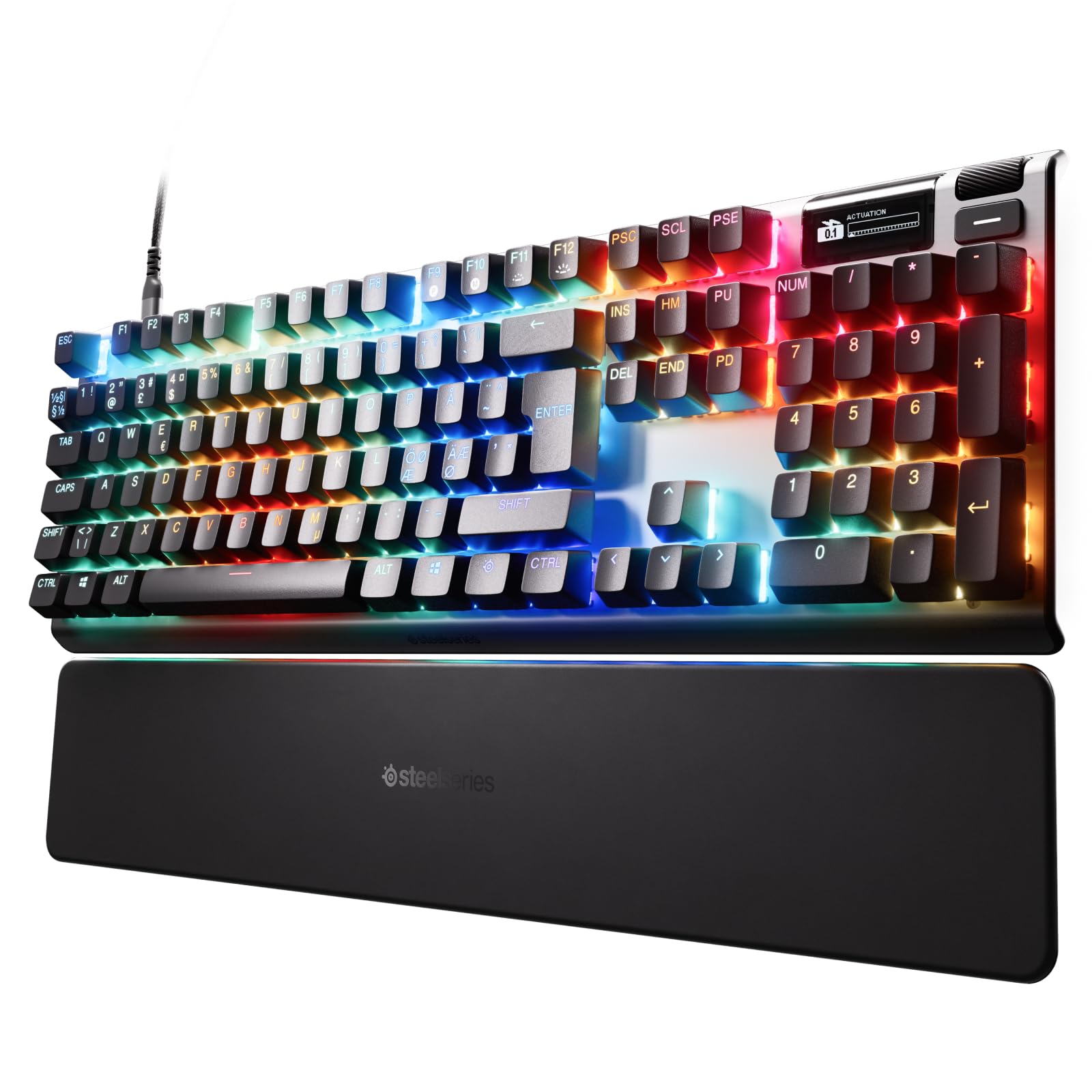SteelSeries Apex Pro Gen 3 - Hipermagnetyczna klawiatura dla graczy - przełączniki OmniPoint 3.0 - Rapid Trigger - Ustawienia gier - Rapid Tap/SOCD - OLED - RGB - nakładki z PBT - NOR Layout QWERTY