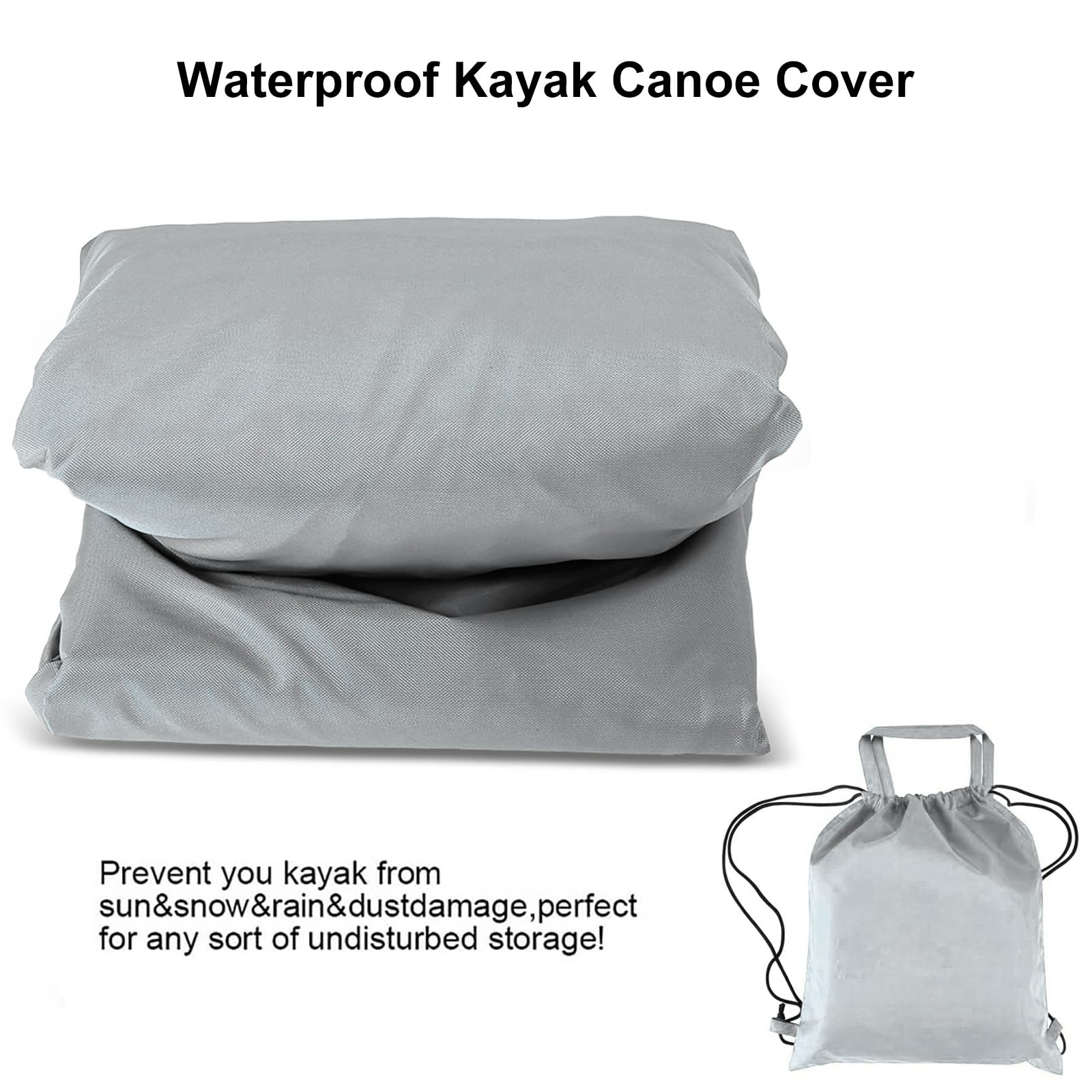 420D Waterdichte Kajak Cover Trailerable Kano Cover met UV Bescherming voor Binnen/Outdoor Opslag Grijs Past Tot 18FT Kajaks Duurzame Outdoor Opslag