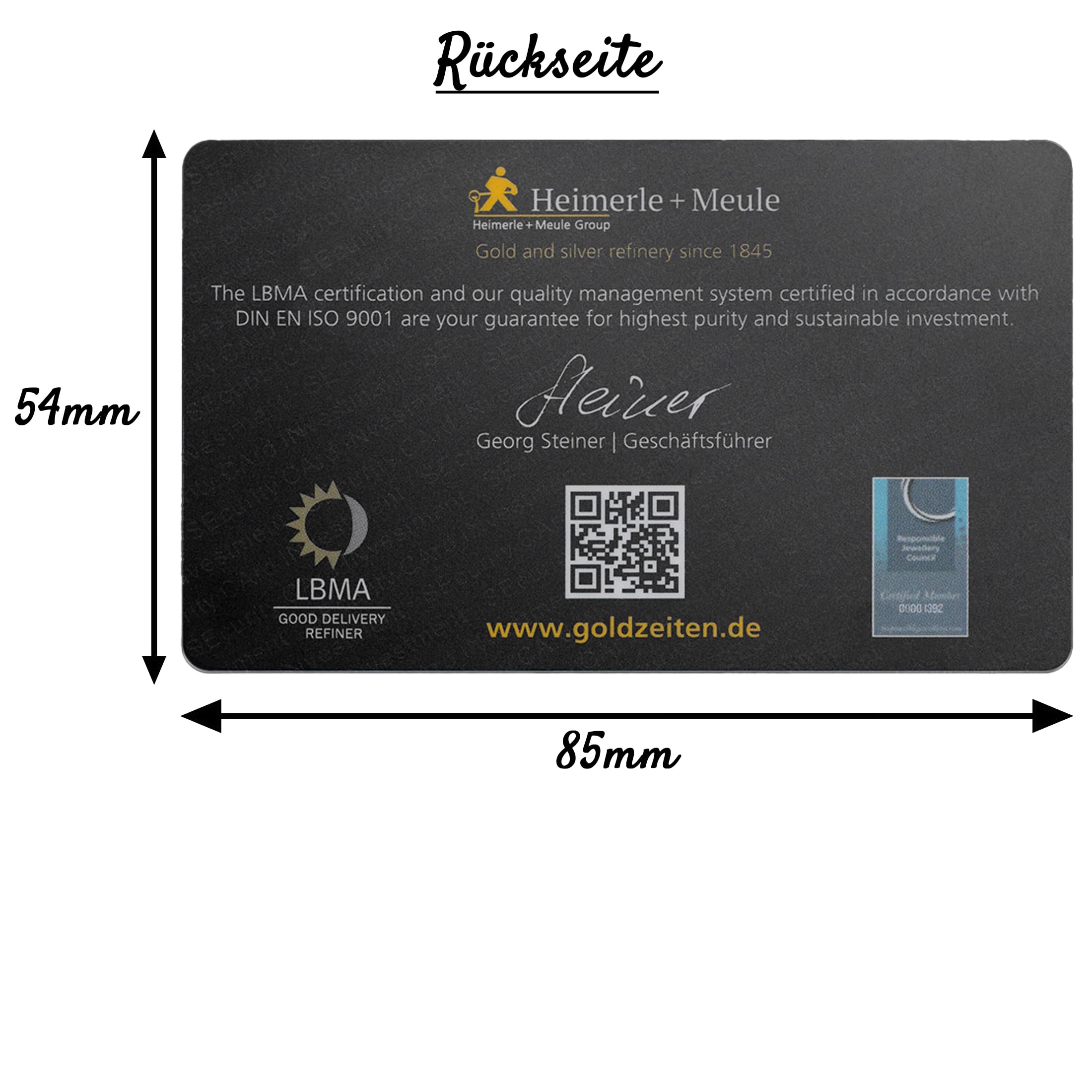 Geschenk aus Gold – Goldbarren - Heimerle+Meule - Secain Card - inkl. Geschenkverpackung, Grußkarte und Echtheitsgarantie (1g Gold)