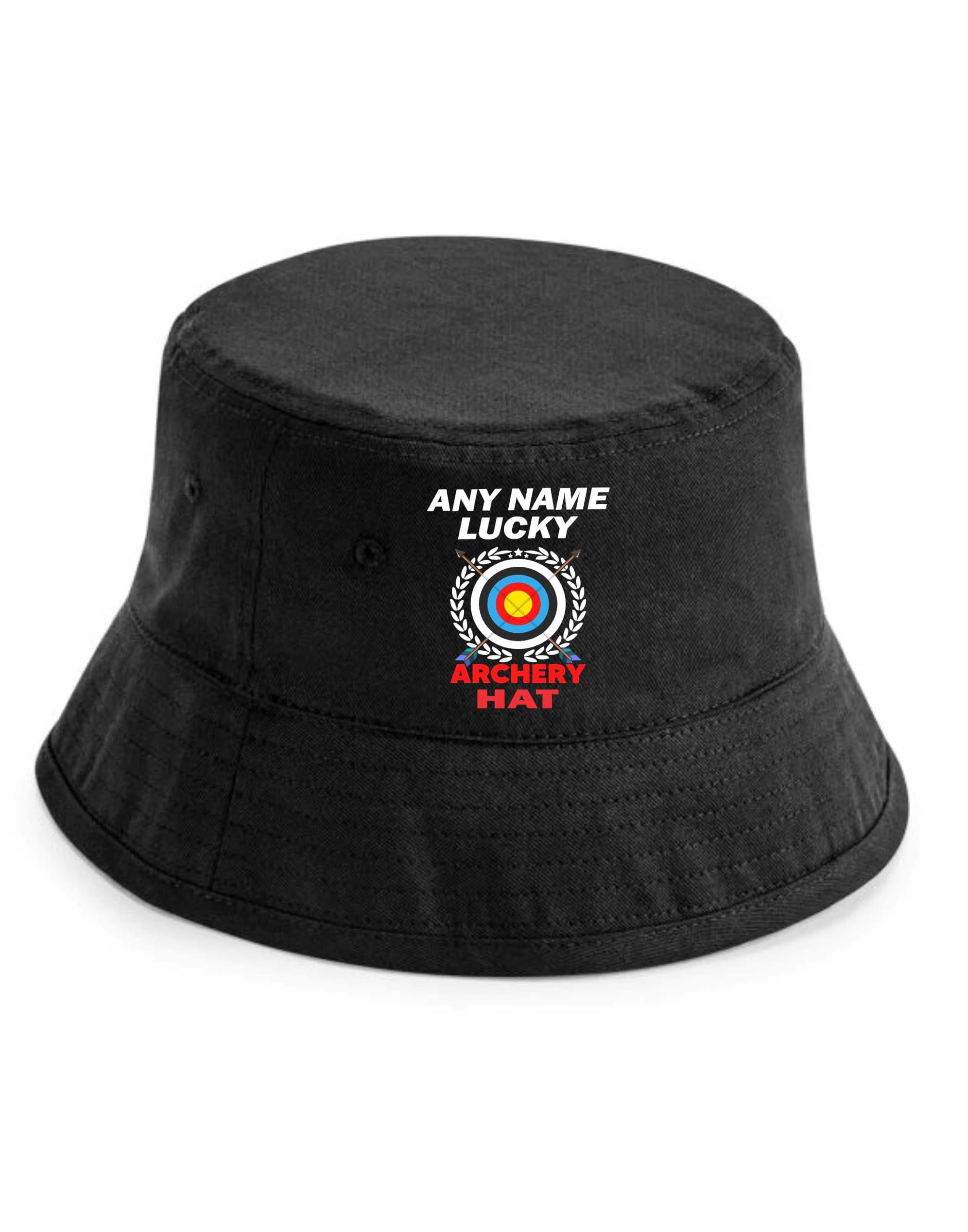 Print4U Lucky Archery Bucket Hat Personalise with Any Name Gift for Men Women Black LXL