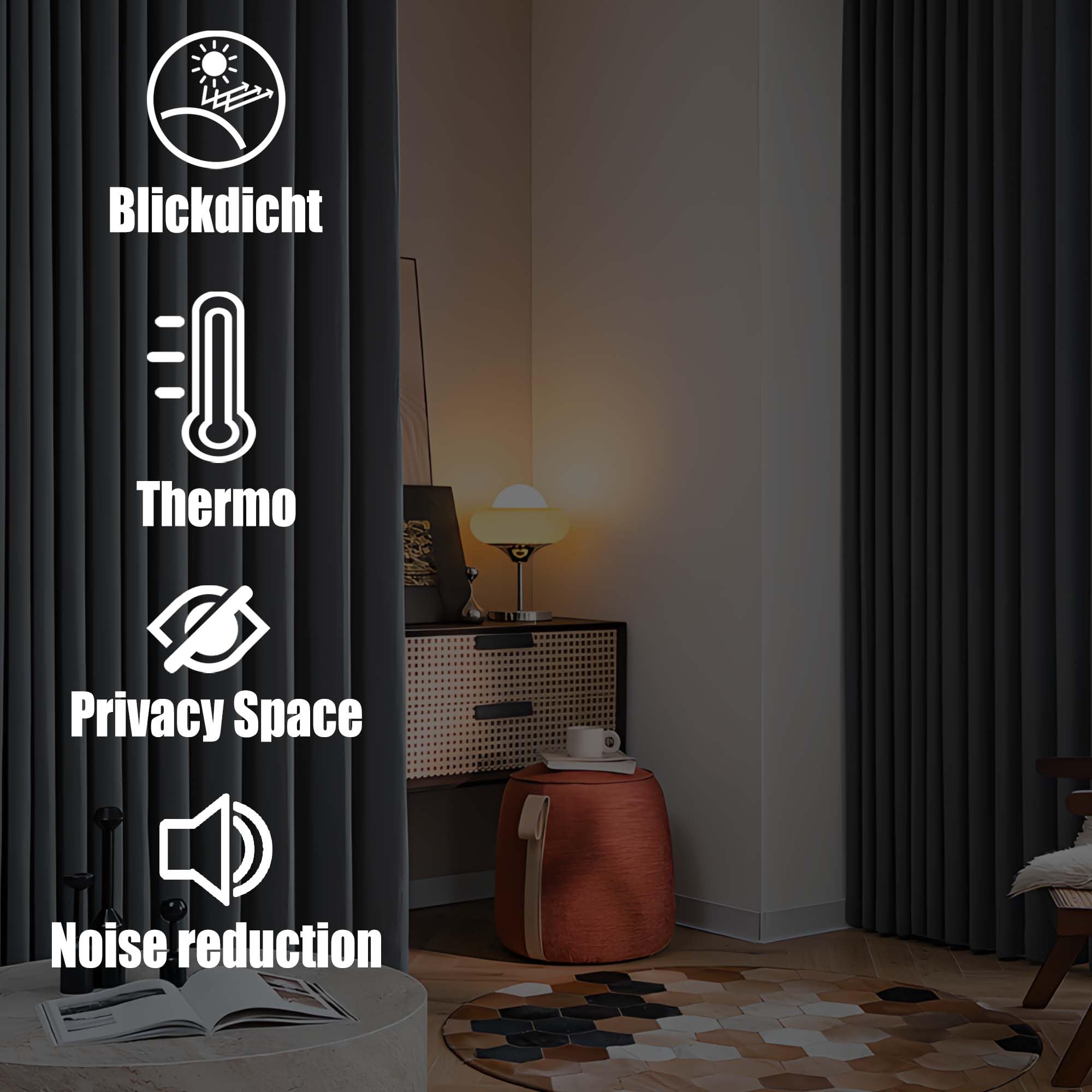 Verdunklungsvorhänge Gardinen mit Ösen 180 x 205 cm Dicke Thermogardine Kälteschutz Warm Vorhänge Schlafzimmer Vielen Farben Und Größen für Jedes Fenster, Hellgrau