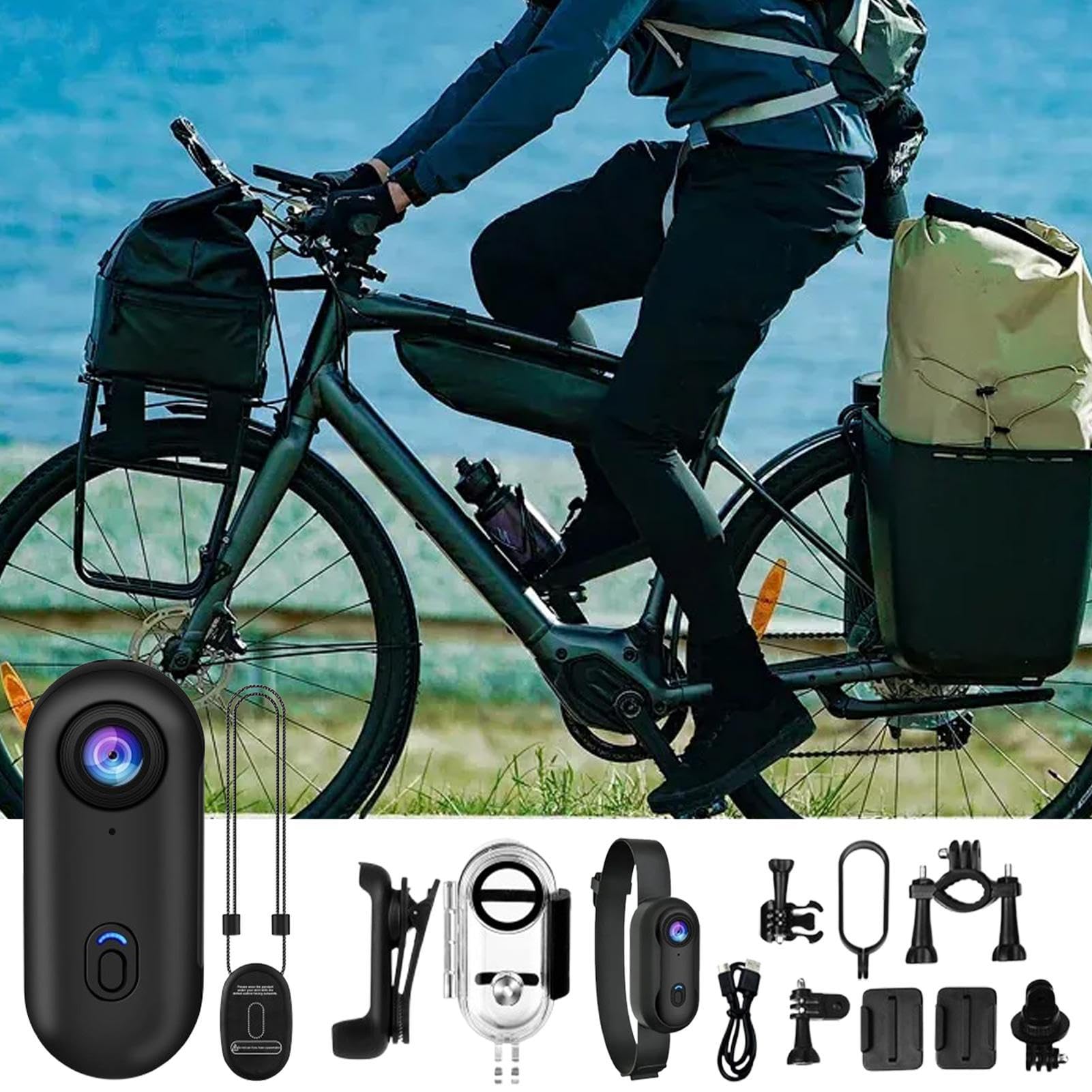 Caméra d'action Au Pouce, Cam Compact 1080p, Body Cam avec Clip Rotatif À 360° Et Clip Magnétique, Caméra pour Casque De Vélo, Étanche C-améra d'action Portable pour Cyclisme, Moto, Gym, Randonnée