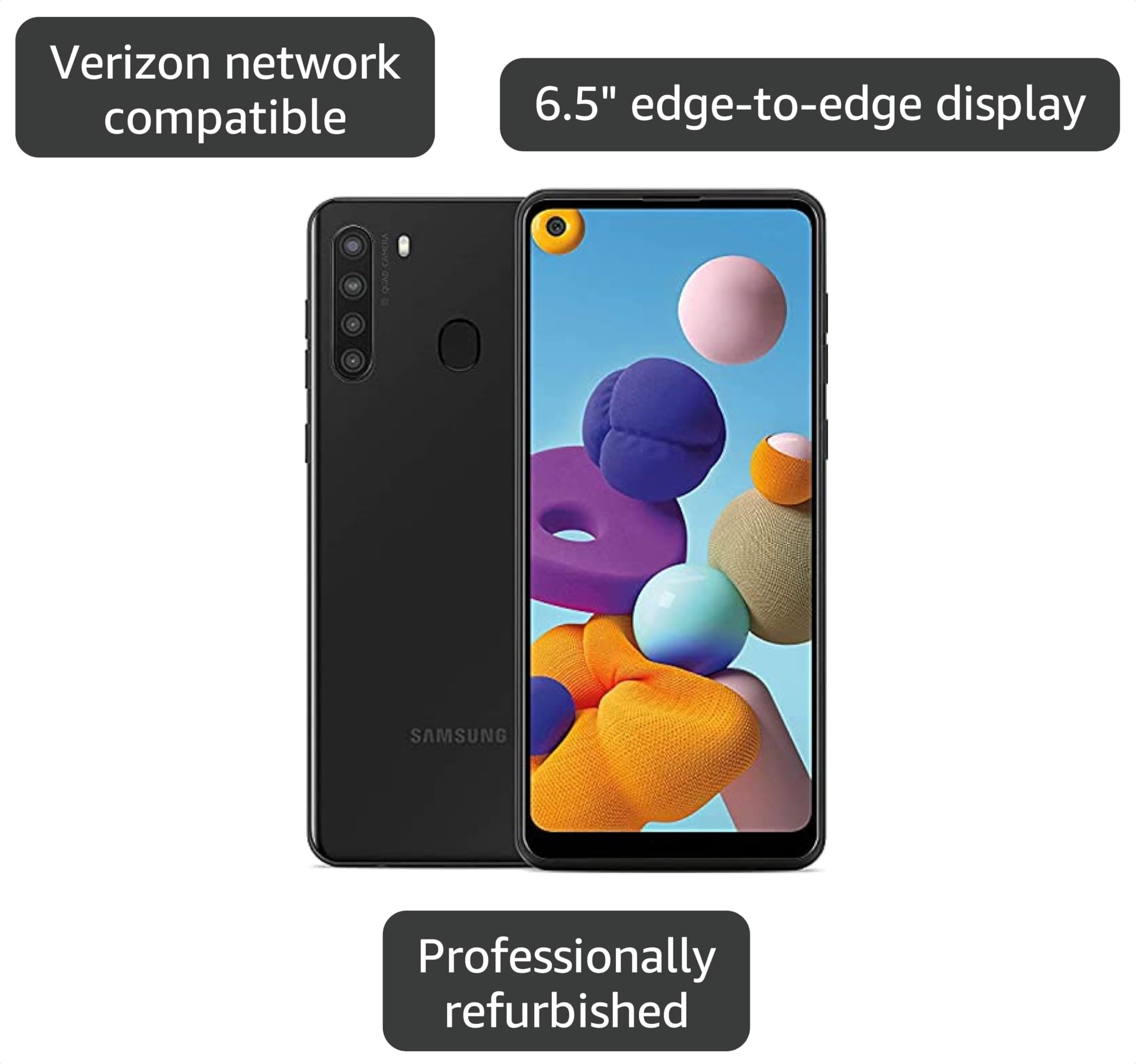 Amazon.com: Samsung Galaxy A21, 32GB, Black - Locked to Verizon