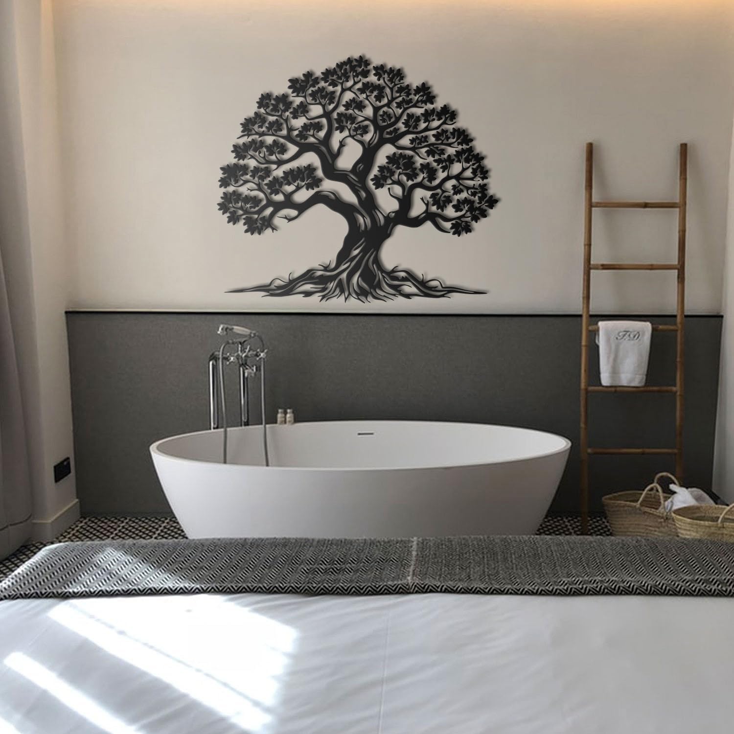 Vivazle Metal Tree of Life Wall Art, Metal Oversized Decor, Indoor Outdoor, Large Hanging Silhouette (Modern Tree of Life V1)
