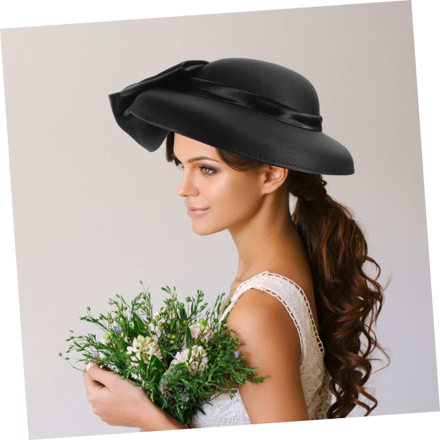 SOIMISS 2st Retro-Zylinder Melone Frauen Bowler-Hut-Party Mützen Für Frauen Hochzeit Farbe Hut Kopfbedeckung Für Damen Braut- Runder Bowler-kostüm Brautmütze Vintage- Black
