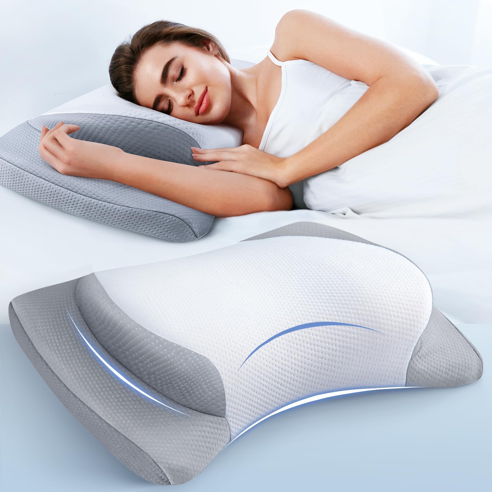 Elevate Sleeping Cervical Neck Pillow for Pain Relief Healthy Spine Restore Memory Foam Pillows Fit Shoulder Perfectly Adjustable