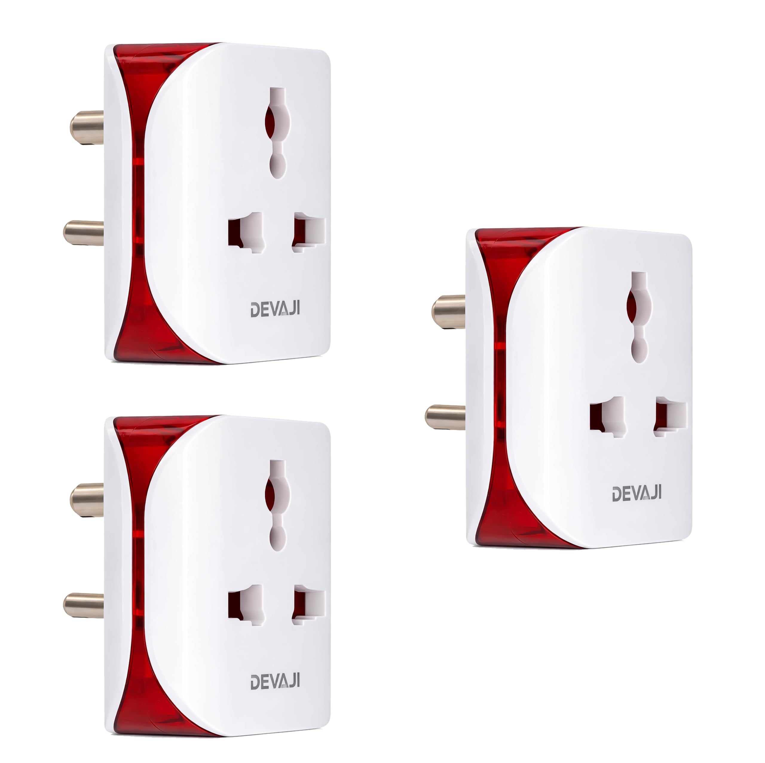 DEVAJI® 281 3 Pin Universal Multi Plug Adapter 220V with Child Safety Shutter | 2 Two Pin + 1 Three Pin Socket | Universal Socket Converter for Mobile Charger Laptop | Compact Plug India (Pack of 3)-image-15