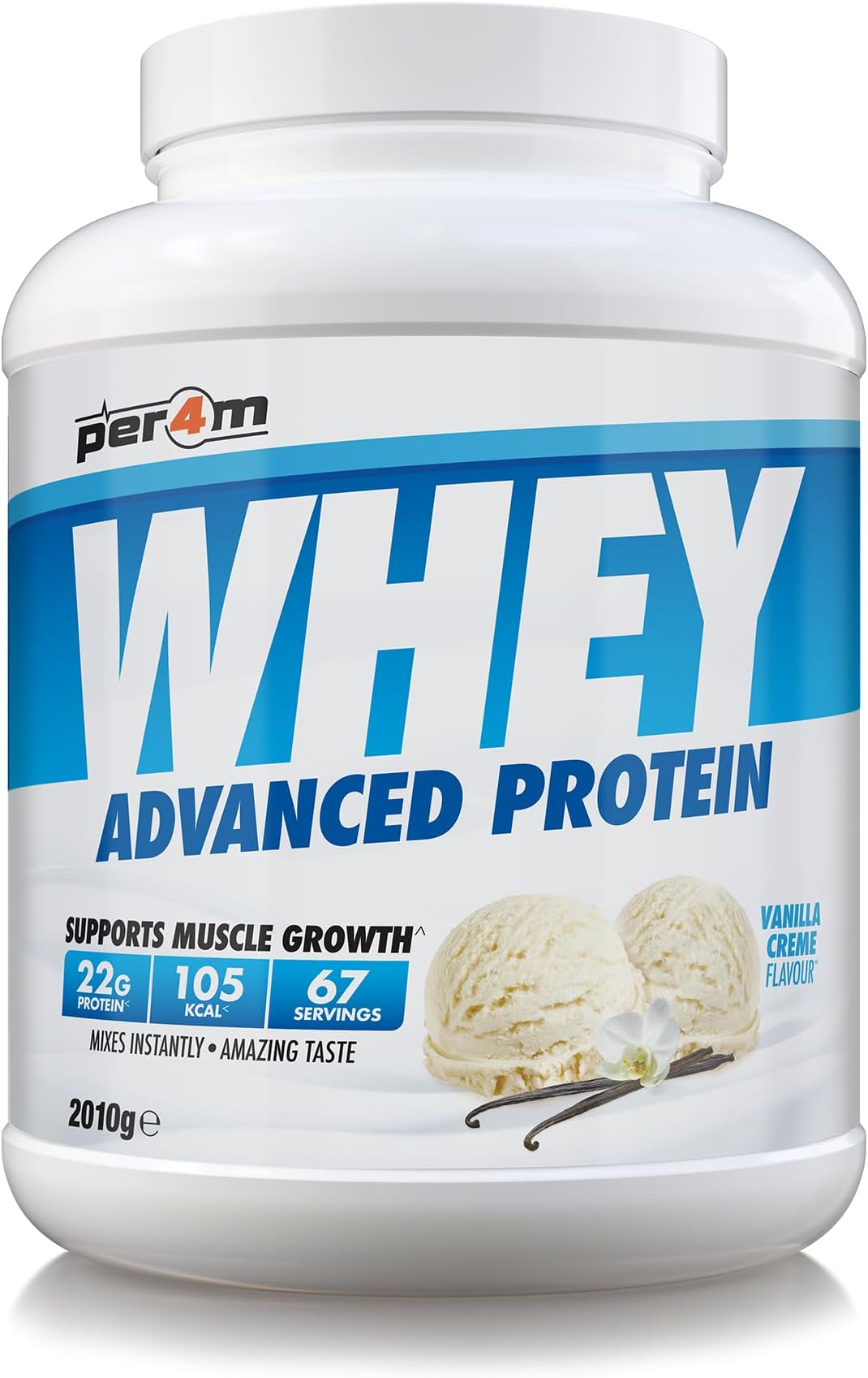 Protein Whey Powder | 67 Servings of High Protein Shake with Amino Acids | for Optimal Nutrition When Training | Low Sugar Gym Supplements (Vanilla Creme, 2010g)