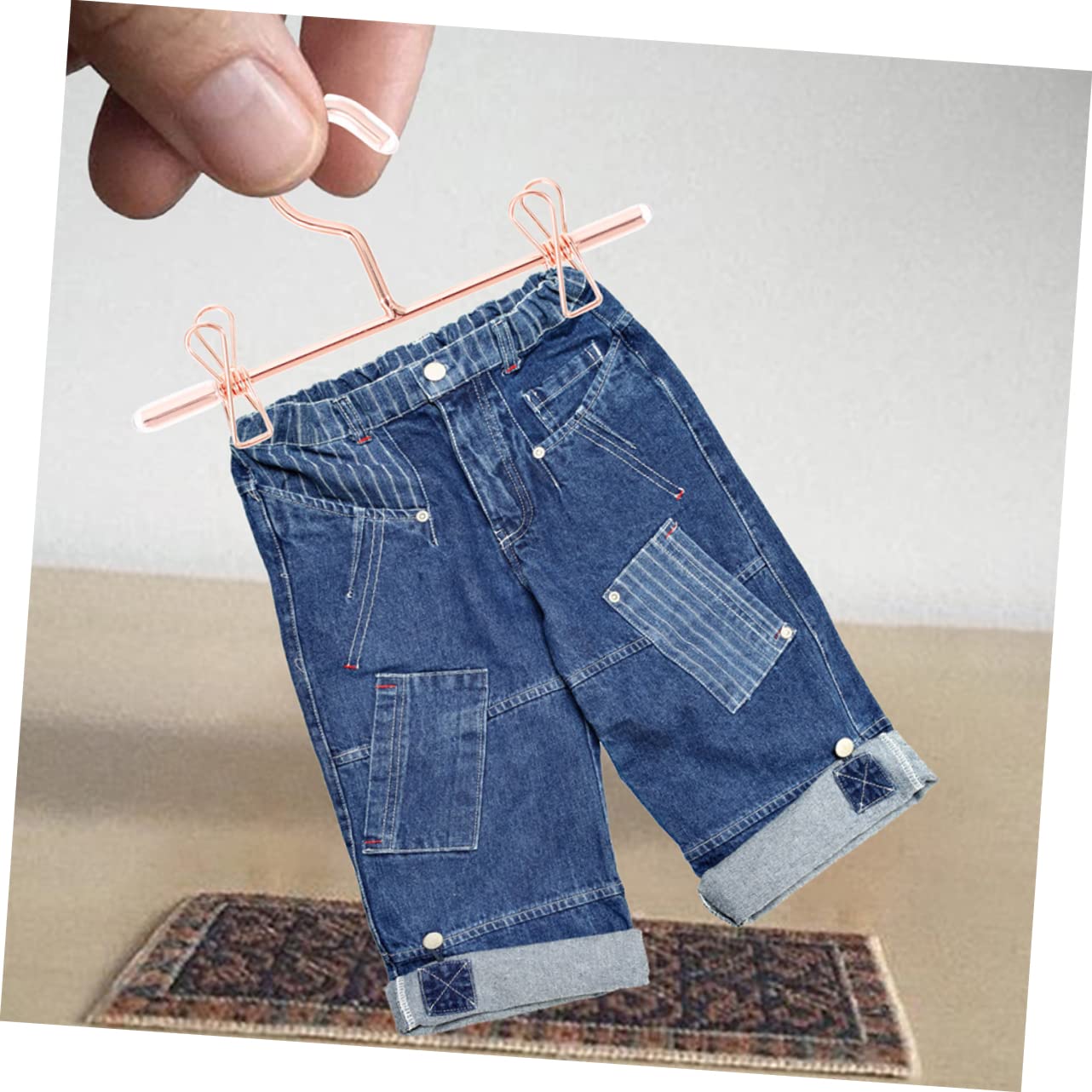 ABOOFAN Mini Perchas para Ropa De Muñecas Organizador De Ropa Miniatura Hangers Metálicos De Rosa Dorado para Muñecas Y Accesorios 6 Piezas X 5