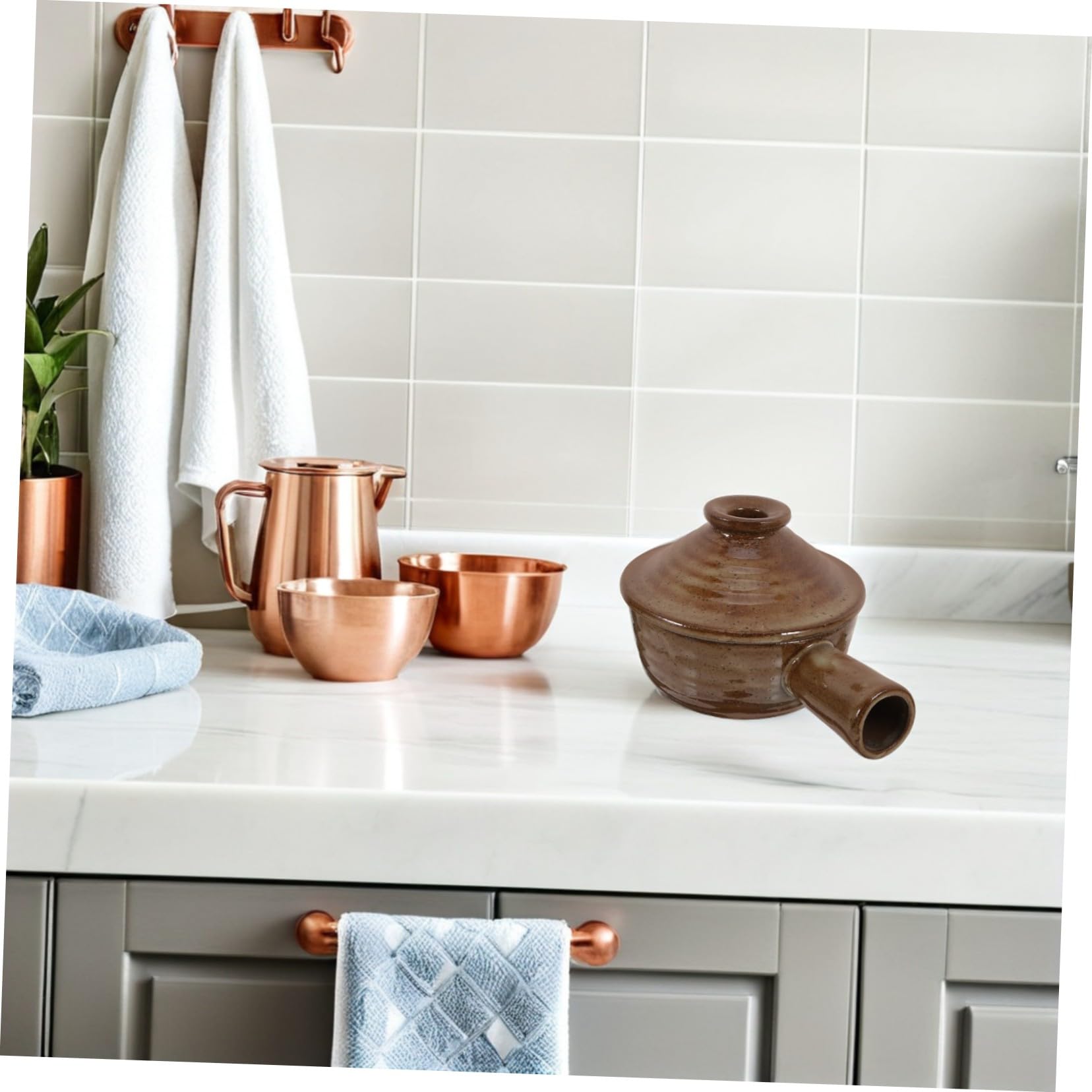 TOYANDONA 2pezzi Casseruola in Terracotta Con Coperchio Pentola Per Stufati in Ceramica Adatta Al Microonde Per Zuppe e Porridge Dimensioni
