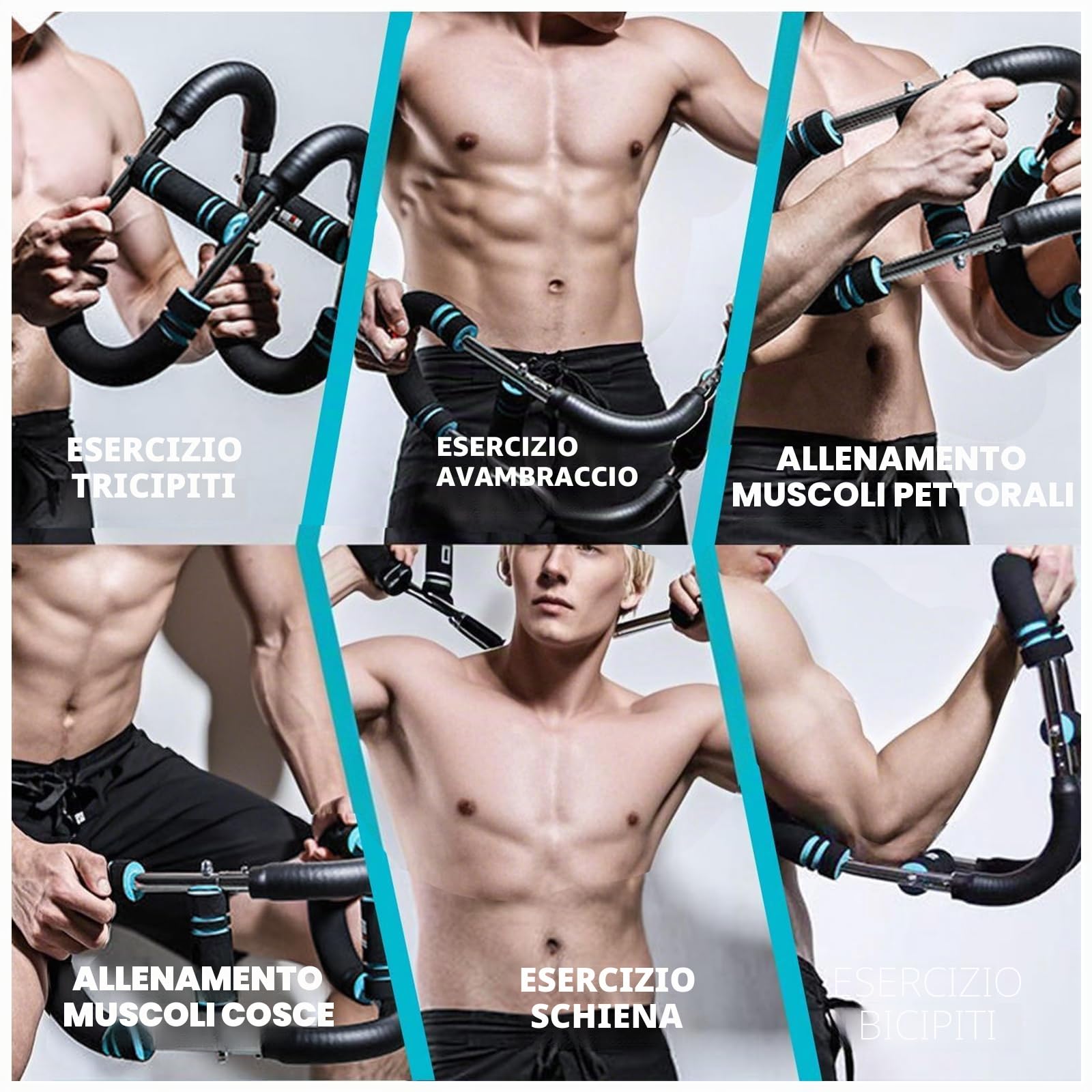 Twister Arm Trainer - Attrezzo per Allenare Braccia e Pettorali a Casa con 3 Livelli di Resistenza 20/30/40kg - Attrezzo Fitness Portatile per Avambracci, Spalle, Schiena e Addominali
