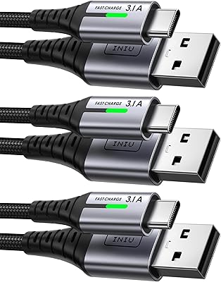INIU Cavo USB Type-C, Cavo USB A a USB C 3,1A Ricarica Rapida [3Pezzi/0,5+2+2m] 