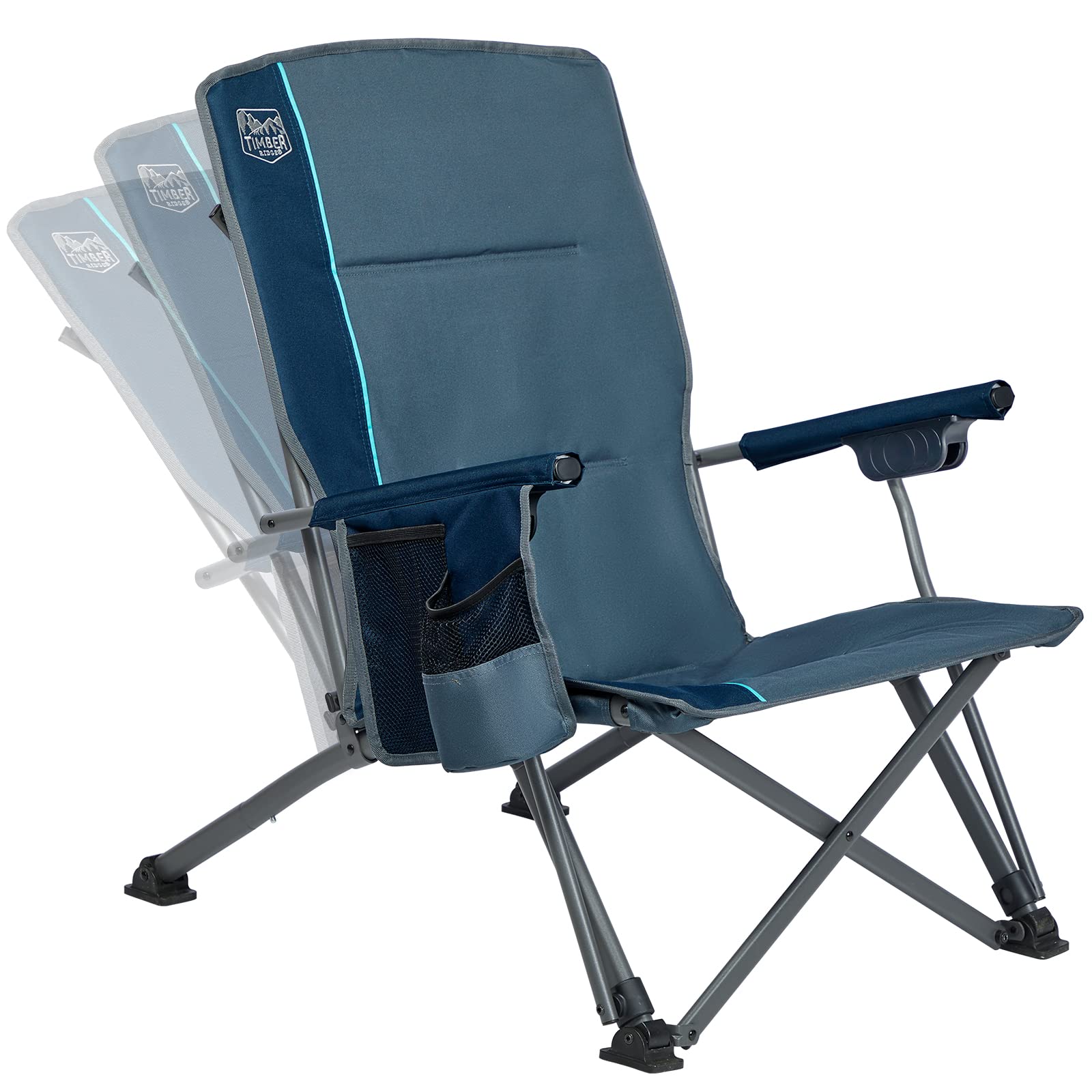 TIMBER RIDGE Low Beach Chair for Adults 3Position Adjustable High Back