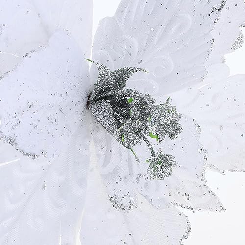 Miniatura 27 de 6 adornos para árbol de Navidad de Pascua con purpurina, flores artificiales de Navidad, accesorios florales con tallo, flores de franela sintética