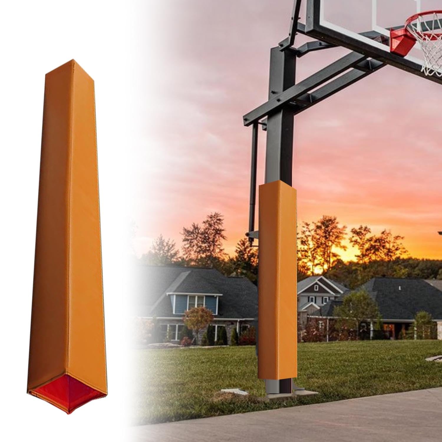 Cuscino protettivo quadrato per pali da basket, altezza 122 cm, per garage e garage, protezione contro gli urti per parcheggi e auto