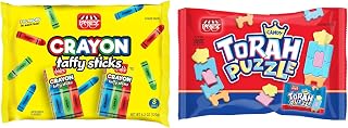 DOUzzle Kosher Candy Duo, Edible Crayon Taffy & Torah Puzzles (2 Bags) | Drawing Crayons plus Fit-Together Puzzle Pieces, Individually Wrapped, Simchas Treats, Cheder Prizes, Shabbos Snacks