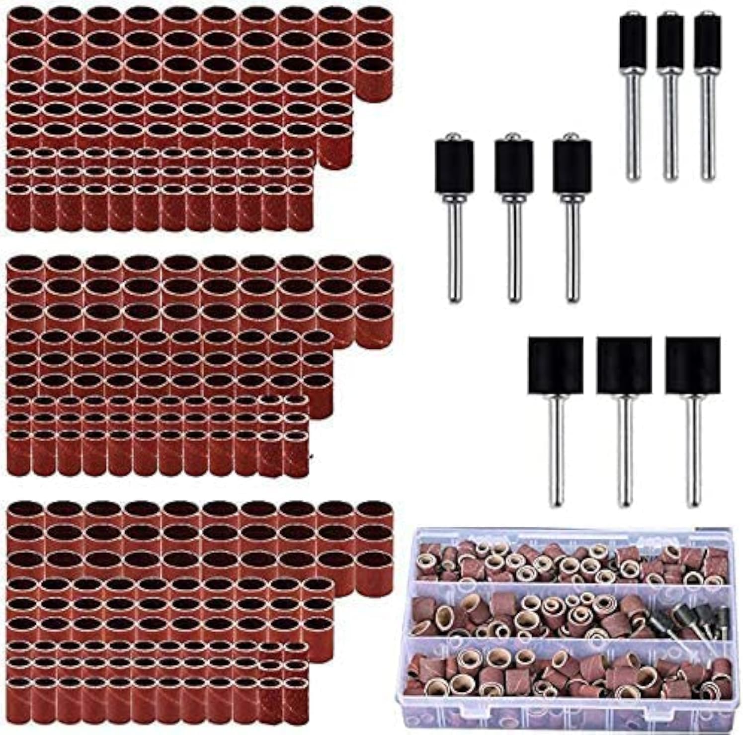 338pcs Sanding Drum Kit with Free Box fits Dremel Includes Rubber Drum Mandrels - 1/2, 3/8 & 1/4"#21-MST