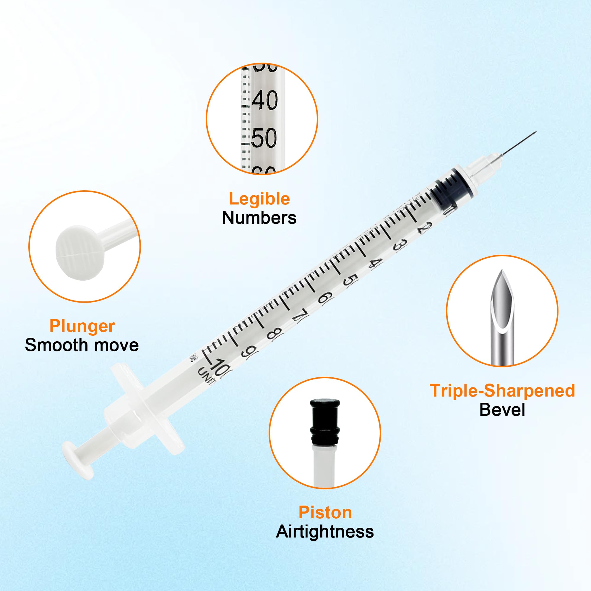 100 Pack 1mL Syringes, 31G 8mm, Individually Wrapped — Amazon image 4