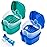 2 Pack Color Retainer Cleaner Case Denture Cups for Soaking Dentures, False Teeth Container Partial Denture Cleaning Case with Lid Travel - Lake Green and Dark Blue