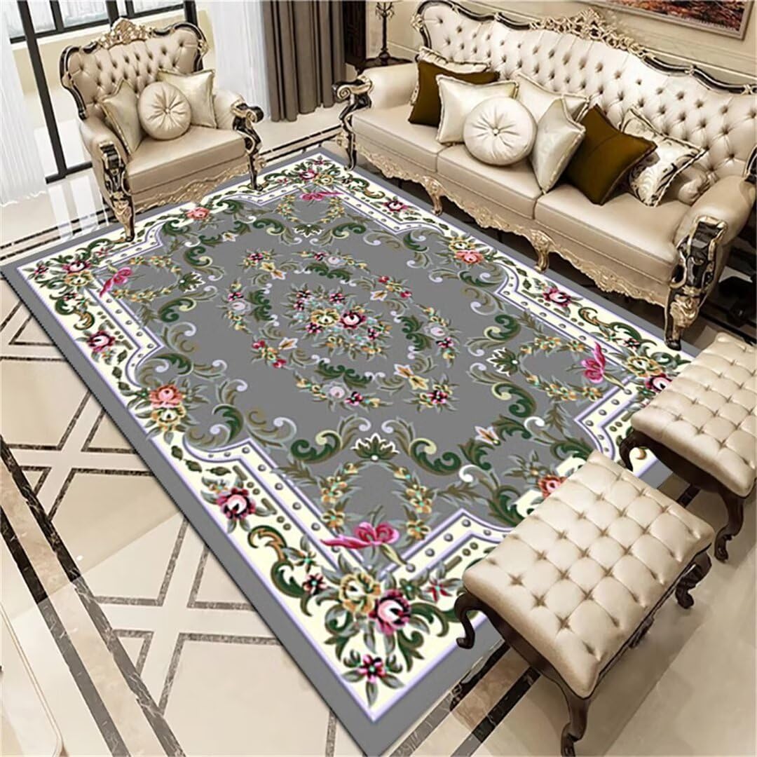 Tapis de salon pour chambre de fille doux et antidérapant motif floral