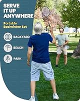 Vista 3 de Boulder Sports Badminton Rackets - Lightweight Badminton Racket Set with 3 Shuttlecocks and Racquet Case - Badminton Set for Backyard or Outdoor