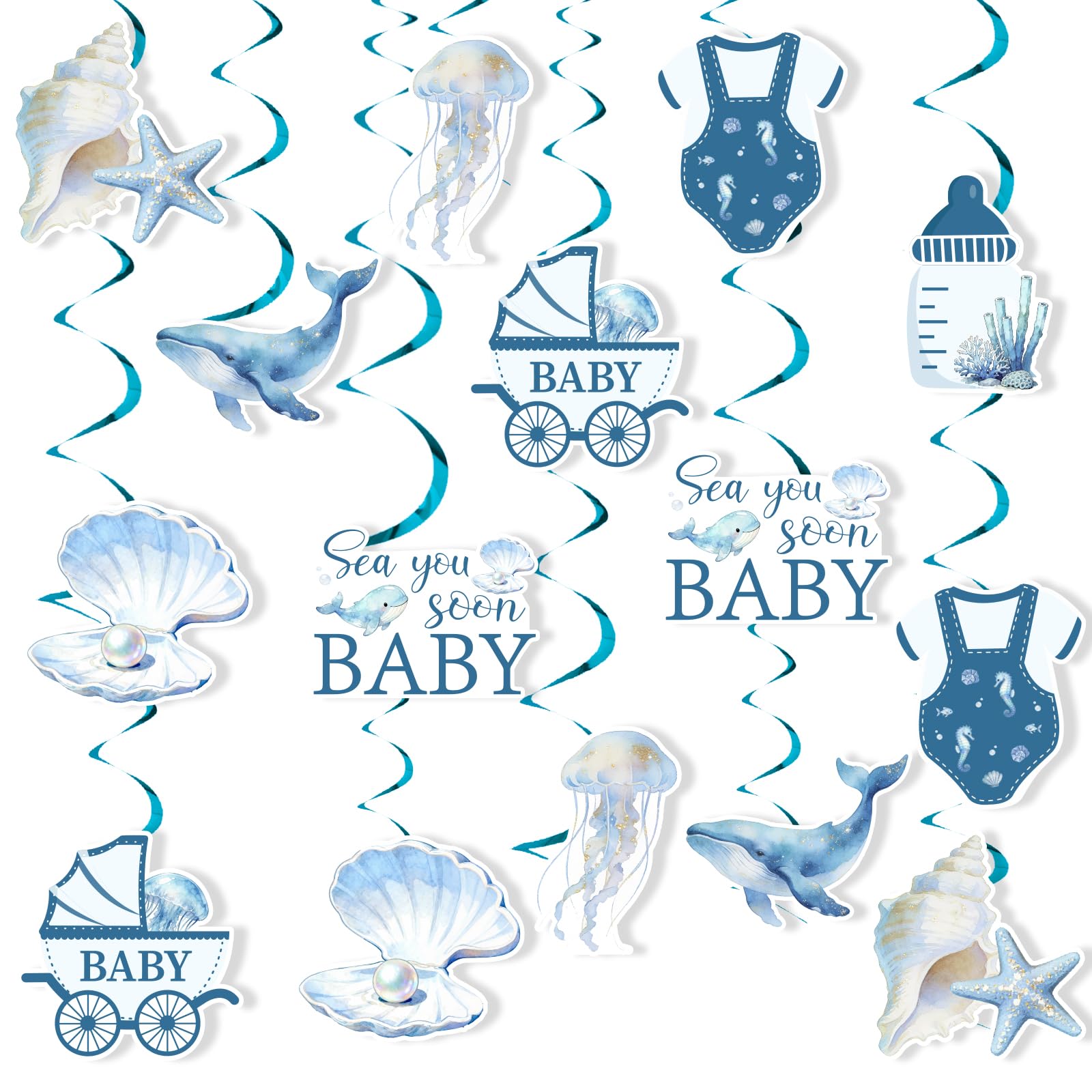 Décoration de plafond océan Jollyboom : 8 suspensions pour baby shower thématique