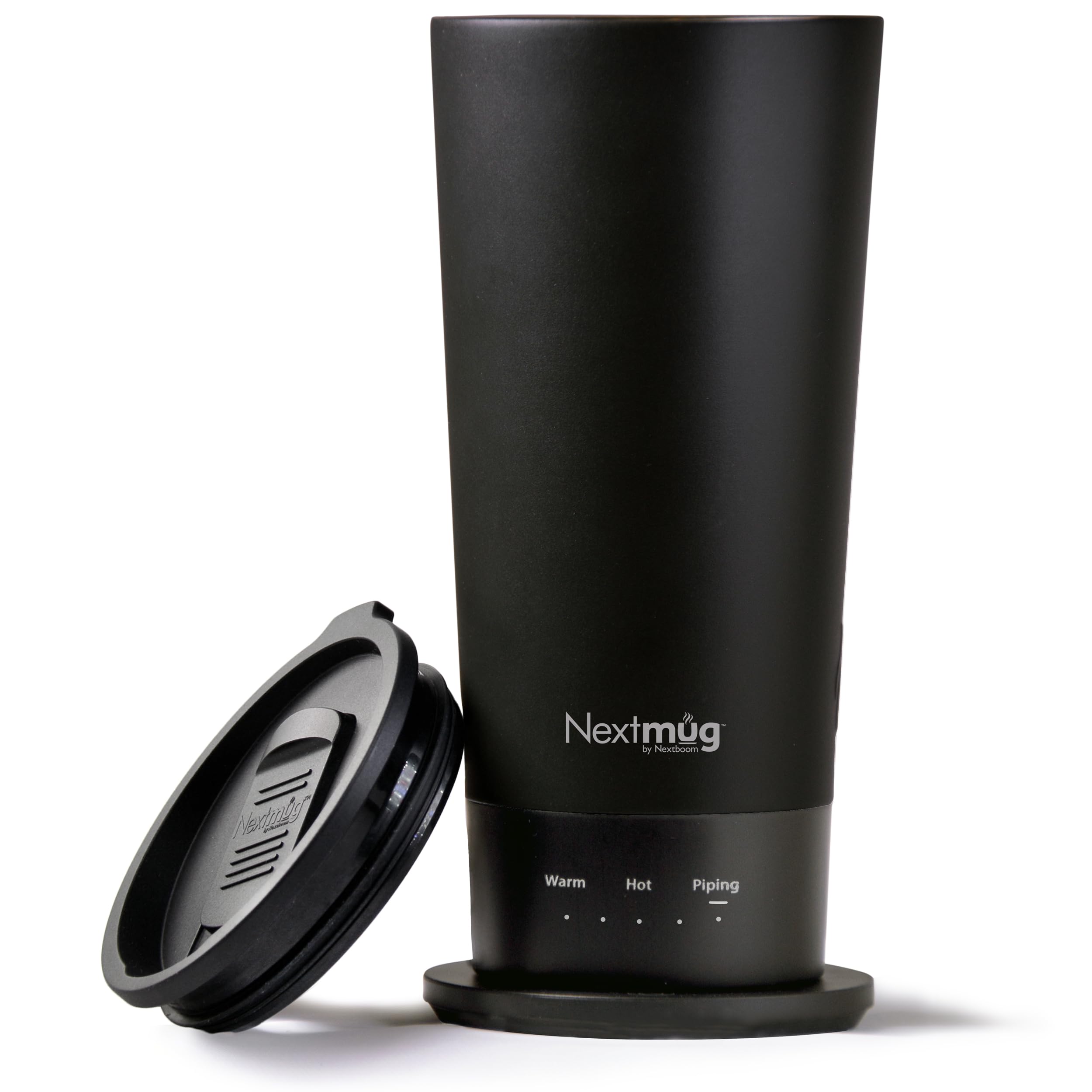 Nextmug Go self-heating travel mug 16 oz in black with charging coaster