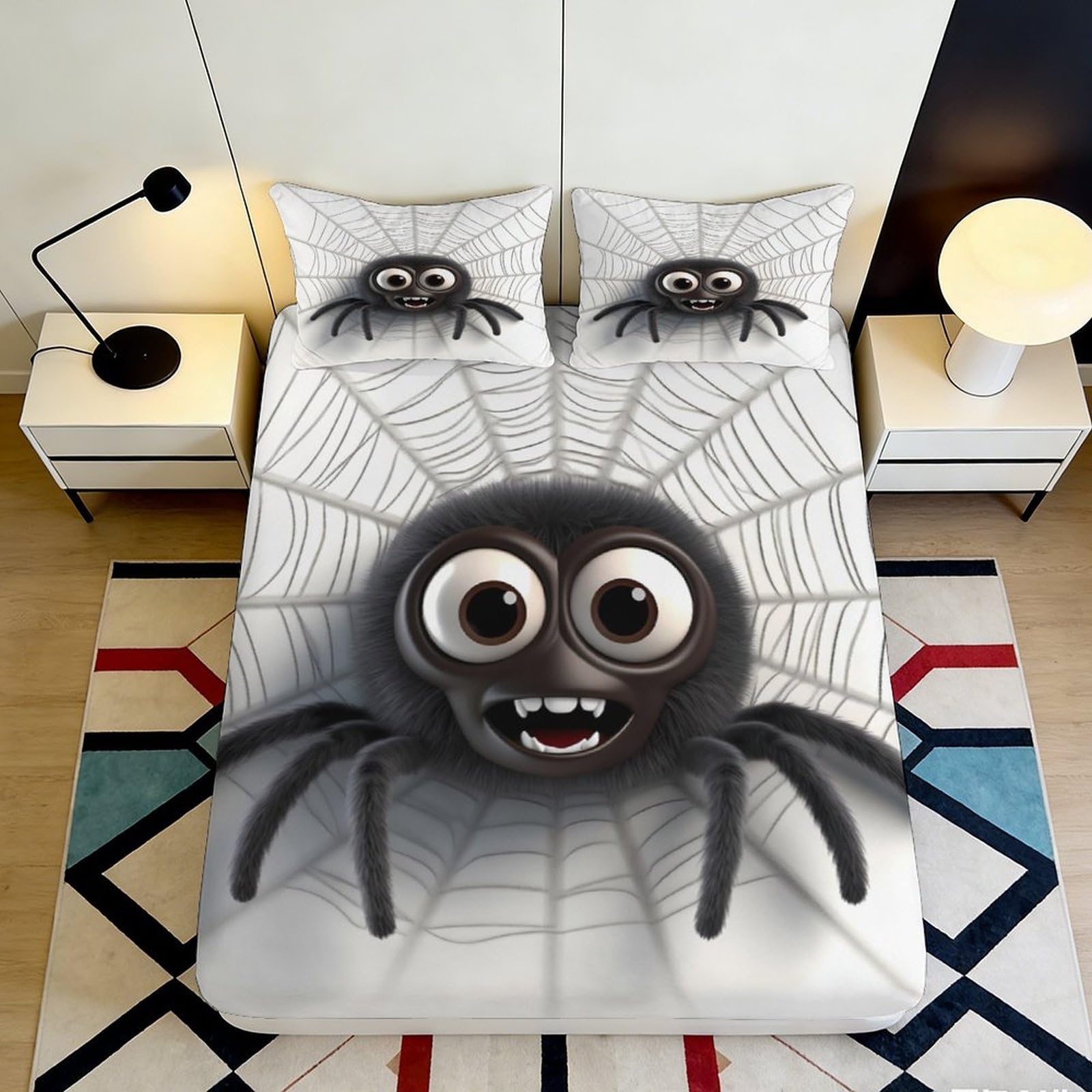 Tjiqhvmrn Style-3 3D Printed Spider Fitted Sheet Microfiber Non-Slip Deep Pocket Bedroom Bedding Spider Mattress Fitted Cover Elastic Hem Washable For All Ages 90X200x25cm