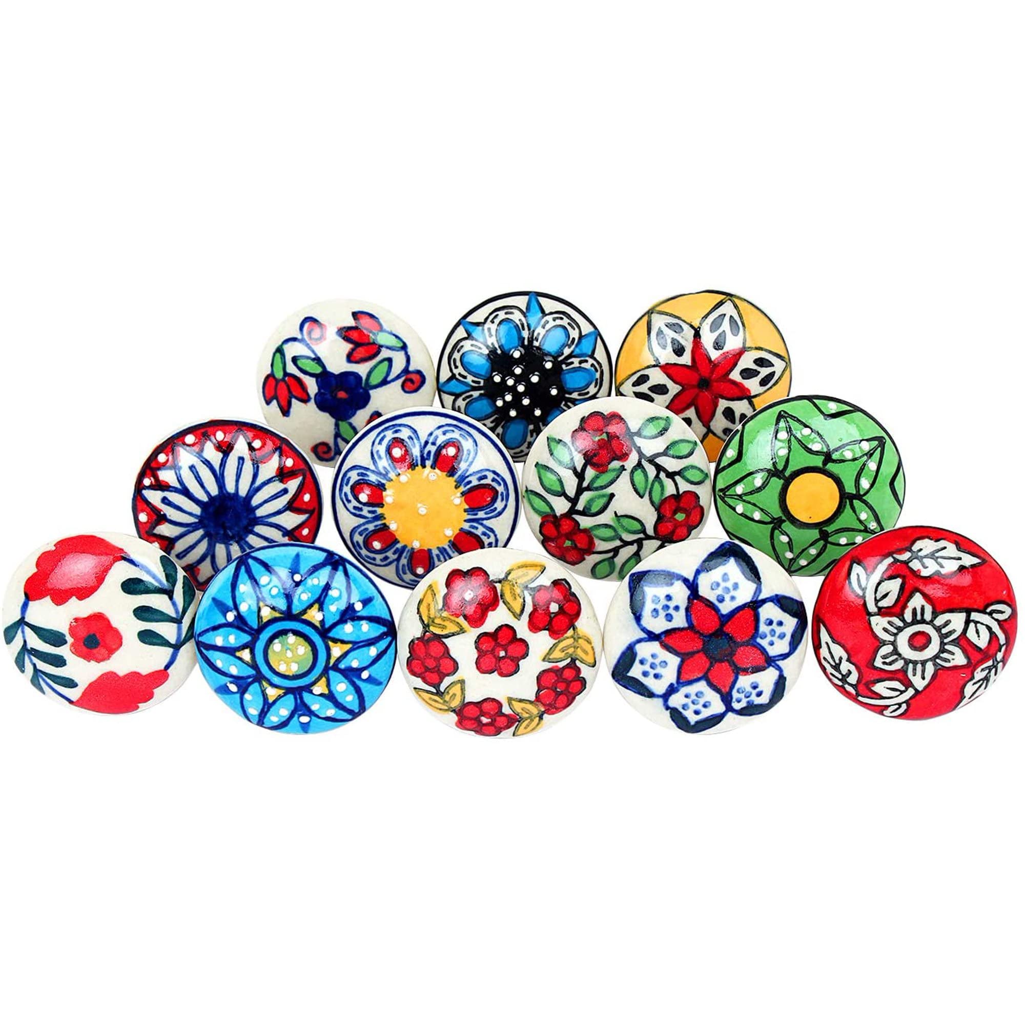 SHOPCREW Ceramic Pulls Knobs Multicolor Vintage Hand Painted Decorative Cabinet Knobs for Kitchen Drawer & Door, Wardrobe, Cupboard Pack of 12 (B0CQG5ZM9M) Amazon Price History, Amazon Price Tracker