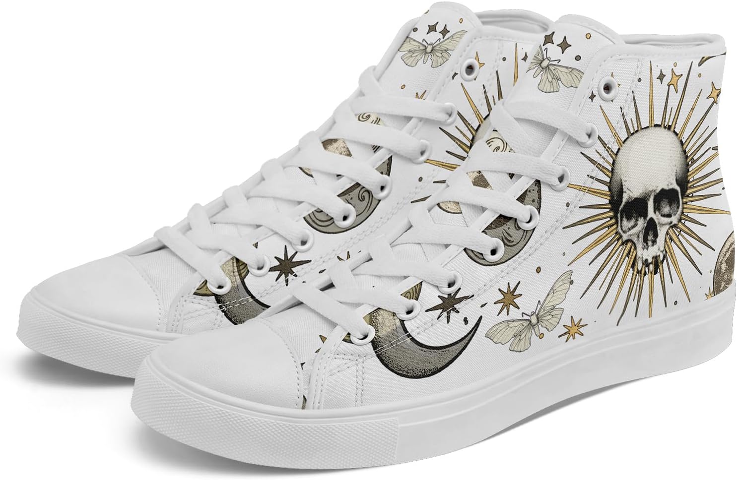 Womens Mens Vintage Floral High Top Canvas Sneakers Dark Style Cottagecore Lace-Up Casual Shoes Fashion Streetwear Sneakers - Image 3