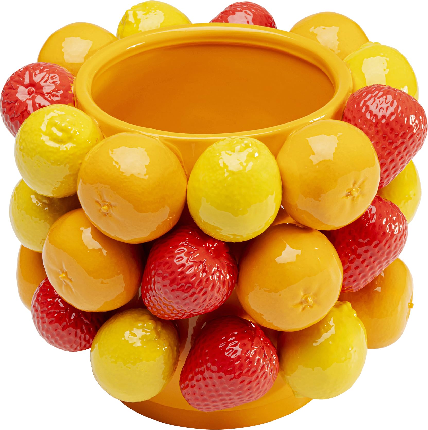 Kare Design Vase Fruit Parade, Gelb/Rot, Höhe 20cm, Porzellan, Blumenvase, Deko, Gefäß für Blumen, Tischvase, Wohnzimmer