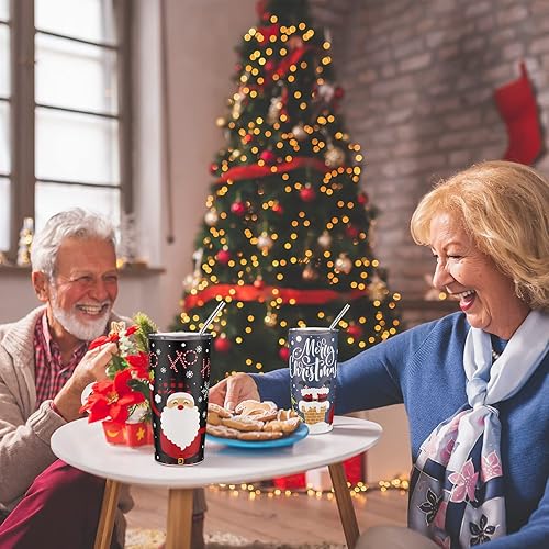 Miniatura 2 de Potchen 2 vasos de viaje divertidos de Navidad, regalo de Papá Noel, taza de café, regalo para Navidad, boda, fiesta, 20 onzas, aislamiento al vacío