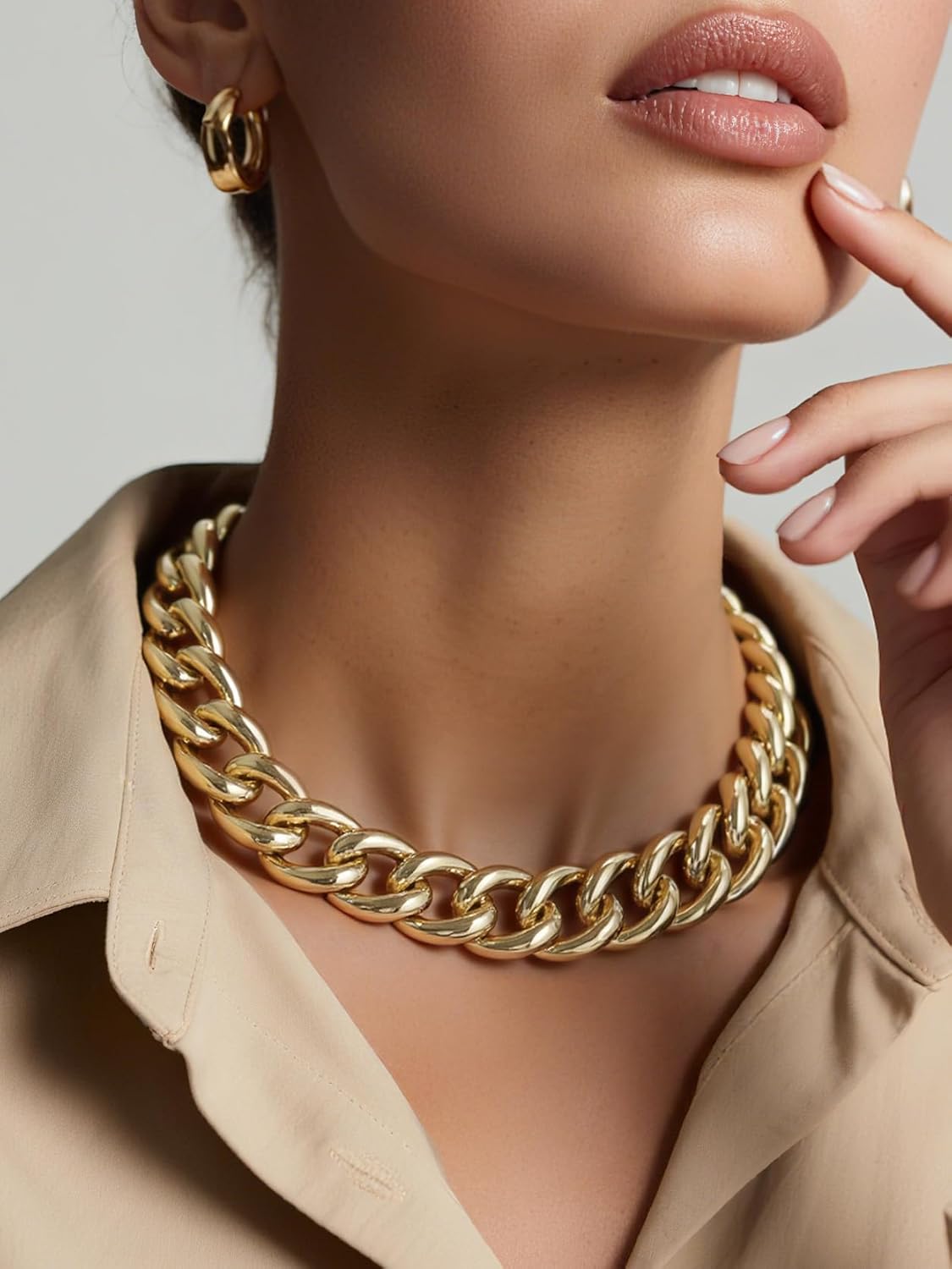 GoldChic JEWELRY Chunky Cuban Link for Women,Statement Curb Chain Necklace for Her,Thick Trendy 14K Gold Choker,Hip Hop Miami Cuban Chain Jewelry Gifts,13/16/23mm Width,16/18/20/22" Length - Image 9